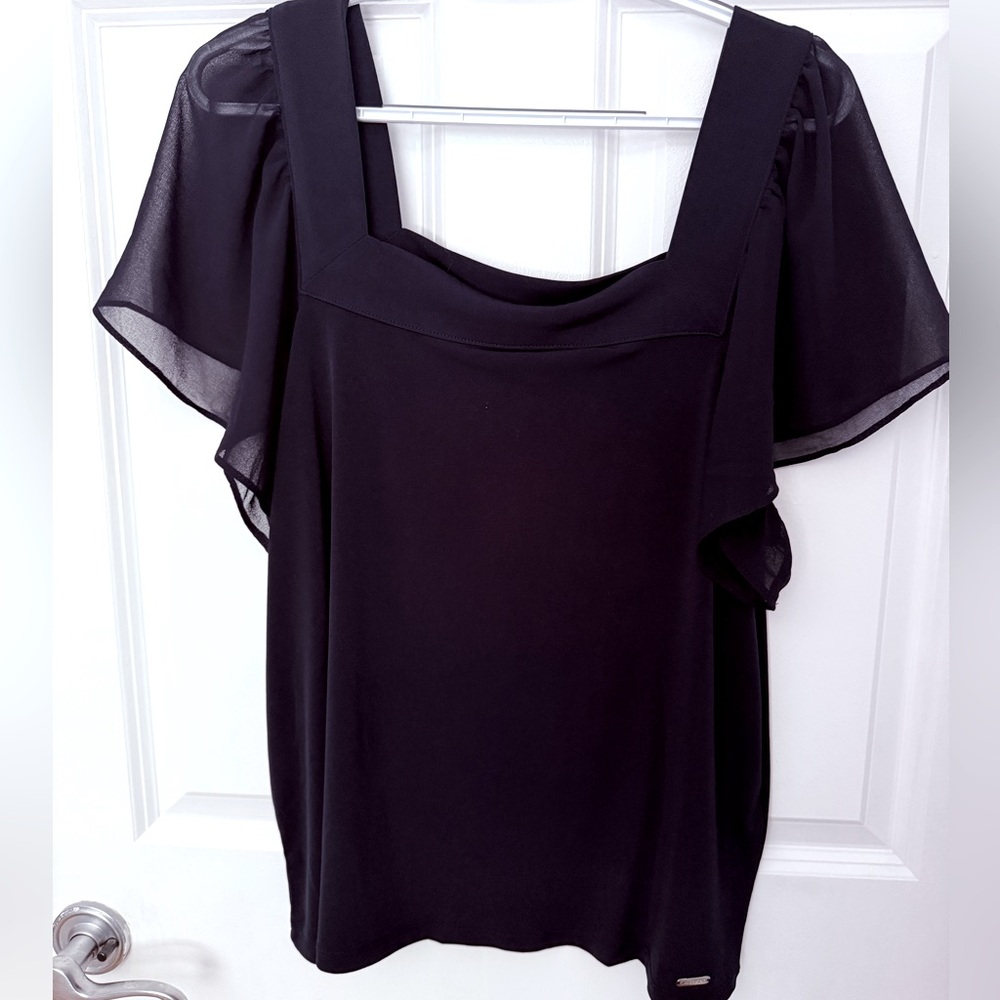 Calvin Klein - Navy blue Flutter Sleeve  Blouse